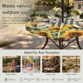 thumbnail image 6 of Round Outdoor Tablecloth with Umbrella Hole and Zipper, Sunflower Bee Tablecloth with Elastic Waterproof, Black Buffalo Plaid Botanical Leaf Floral Patio Table Covers for 31" - 35" Pool Tables, 6 of 9