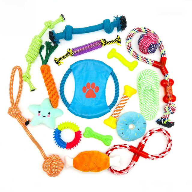 Juego de combinación de juguetes para mascotas, juguete de cuerda de algodón, frisbee para mascotas, bola, dientes de molienda