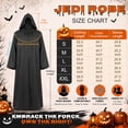 thumbnail image 4 of Halloween Hooded Robe Cloak, Men's Black Tunic Cosplay Costume, Medieval Themed Jedi Knight Cape for Adults - Size L, 4 of 9