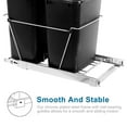 thumbnail image 4 of Favory Double 35-Quart Pull Out Trash Can Under Cabinets Under Sink Garbage Sliding Waste Bin Container Recycling Bins with Chrome Wire Bottom Mount 44 lbs Load Capacity, Black, 4 of 7