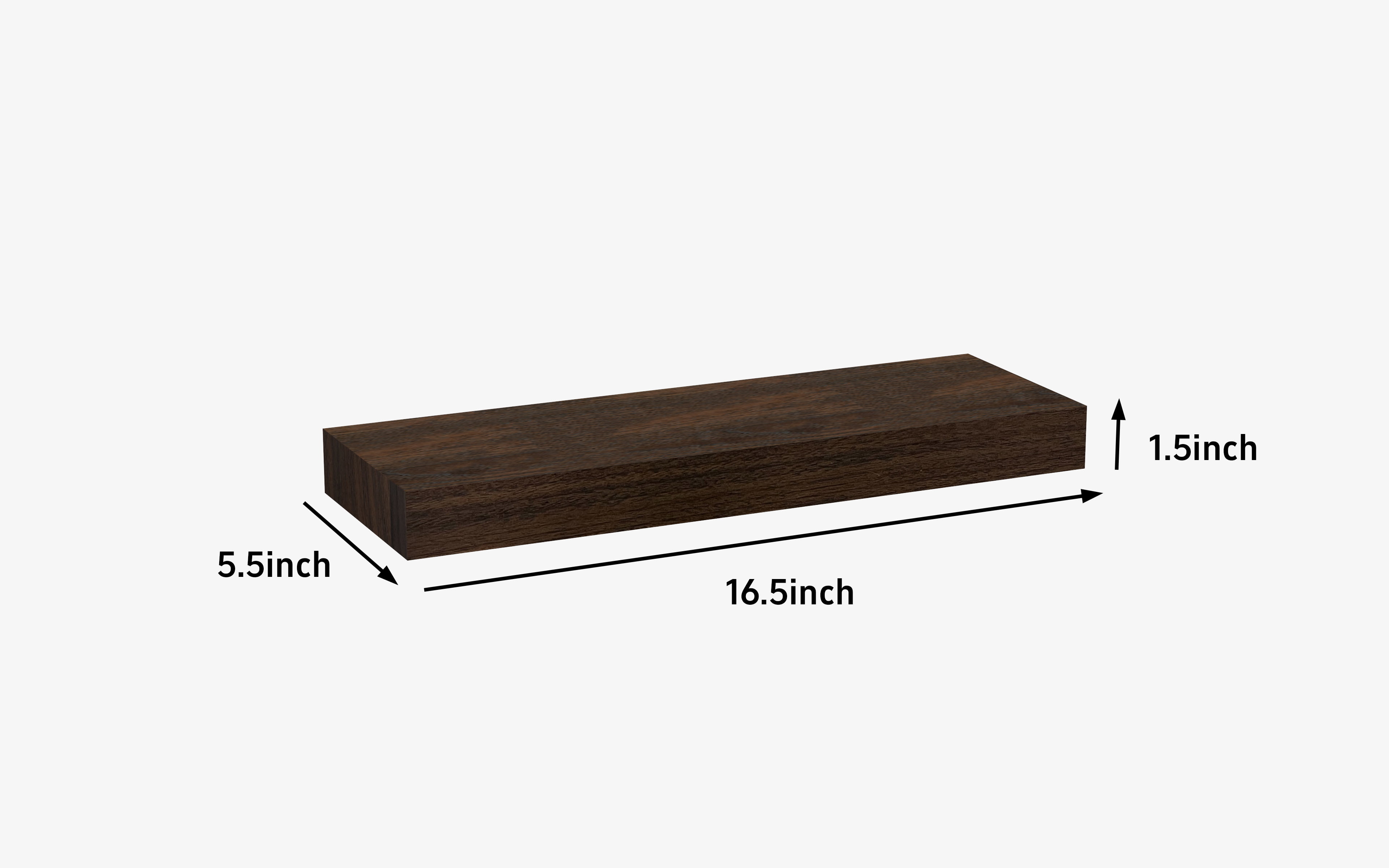 Mainstays Walnut 16.5" Wood Floating Shelves, Set of 2