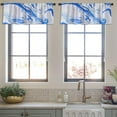 thumbnail image 3 of LALILO Kitchen Curtain Valance Beautiful Blue Waves Marble Rod Pocket Window Curtain 52"x 18" Set of 2, 3 of 5