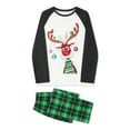 thumbnail image 4 of Family Matching Christmas Pajamas, Deer Print Long-Sleeved Round Neck Tops + Plaid Trousers Sleepwear Outfits, 4 of 10
