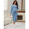thumbnail image 5 of DARING DIVA Women's Maternity Sweater Ribbed Dress 2-Piece L Blue, 5 of 8