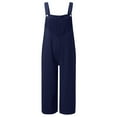 thumbnail image 5 of Wycnly Womens Jumpsuits Cotton Linen Plus Size Wide Leg Pocket Strap Long Jumpsuits Overalls Casual Solid Square Neck Sleeveless Maxi Summer Rompers Dark Blue xxl, 5 of 6