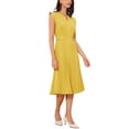 thumbnail image 4 of Vestido sin mangas Allegra K para mujer, vestido midi con cuello en V, botones y plisado en color jengibre, 4 of 6