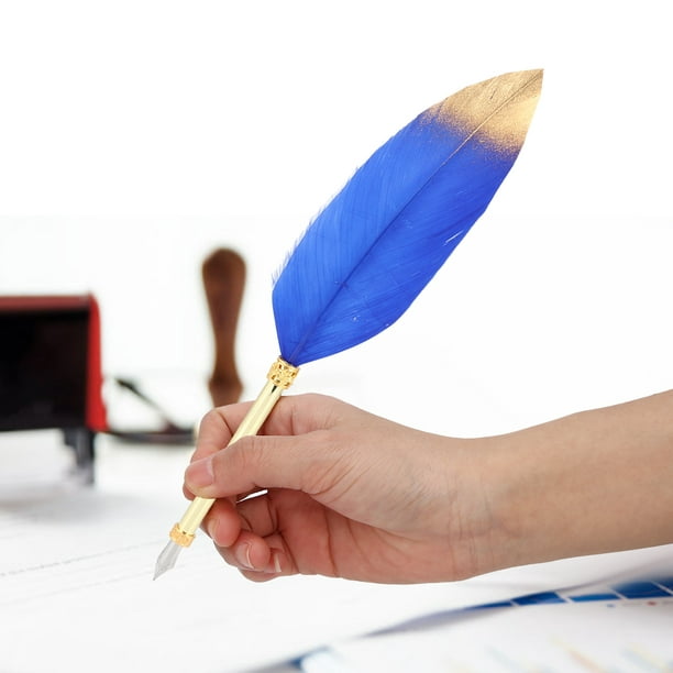 Calligraphie enfant plume bleue