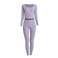 thumbnail image 3 of DuoJiaJ New Women's Autumn Clothes And Autumn Trousers Double Soft Velvet Seamless U Neck Long Sleeved Trousers Solid Color Thermal Underwear Set Thermal Underwear Women Purple XXXL, 3 of 3