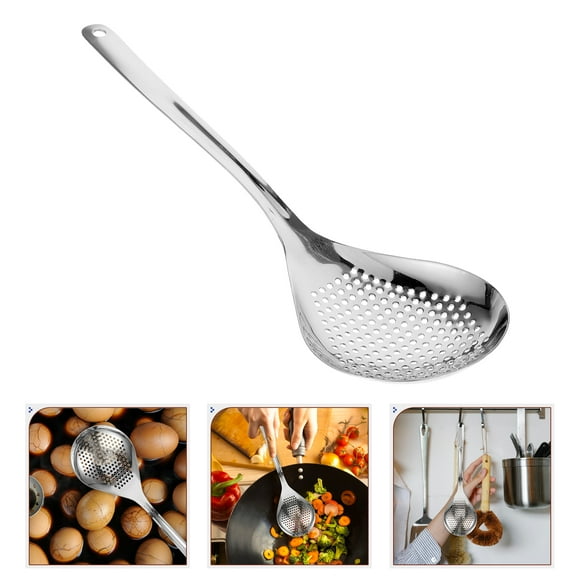 Skimmer Slotted Spoon Heavy Duty Stainless Steel Slotted Spoon with Ergonomic Handle Strainer Spoon For Draining Frying