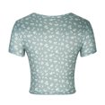 thumbnail image 5 of bnaln Womens Crop Tops Short Sleeve Deep V Neck Y2k Shirt Sexy Blouse Summer Cute Floral Top Slim Fitted Mini T Shirt Girls Cropped Tshirt Party Evening Holiday Beach Outfits Cheap, 5 of 6