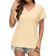 thumbnail image 1 of Xuyuer Womens T Shirts Short Sleeve V Neck Loose Casual Summer Tops Water Soluble Flower Solid Color Loose Comfortable Breathable T-shirt, 1 of 5