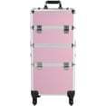 thumbnail image 2 of 3-in-1 Draw-bar Style Interchangeable Aluminum Rolling Makeup Case Pink (14.17 x 9.45 x 27.95, 2 of 18