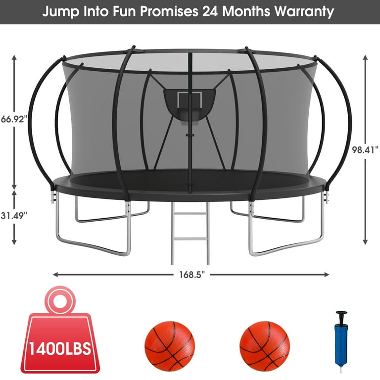 Jump Into Fun Trampoline 12FT 14FT Trampoline with Enclosure