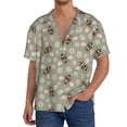 thumbnail image 3 of Honeii 's Bees And Chamomile for men's short-sleeved button-up collared shirt featuring a pocket, perfect for beach vacations, and travel adventures., 3 of 5