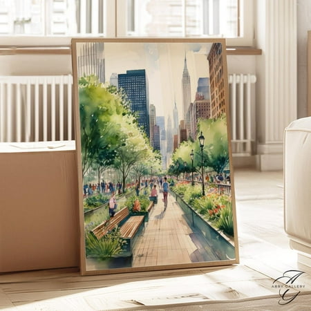High Line Nyc Poster: Empire State View, New York Cityscape, Unframed Poster Size 8x12