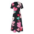 thumbnail image 3 of Robe d'Été pour Femmes 2024 Mode Grande Taille Décontractée Manches Courtes Col Rond Robe Fluide à Étages Robe de Plage avec Poches Robe Imprimée Saint-Valentin 50 % de Réduction!, 3 of 4