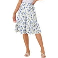 thumbnail image 1 of Faldas de mujer Inspire Chic con cintura elástica, en línea A, con volantes en capas y estampado floral, falda midi azul claro M, 1 of 6