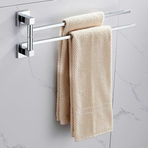 NUAHRHY Swivel Towel Rail 2 Tier Stainless Steel Bathroom Towel Bars Holder Wall Mount Swing Out Towel Rack Hanger with Fixings Screw for Bath Kitchen