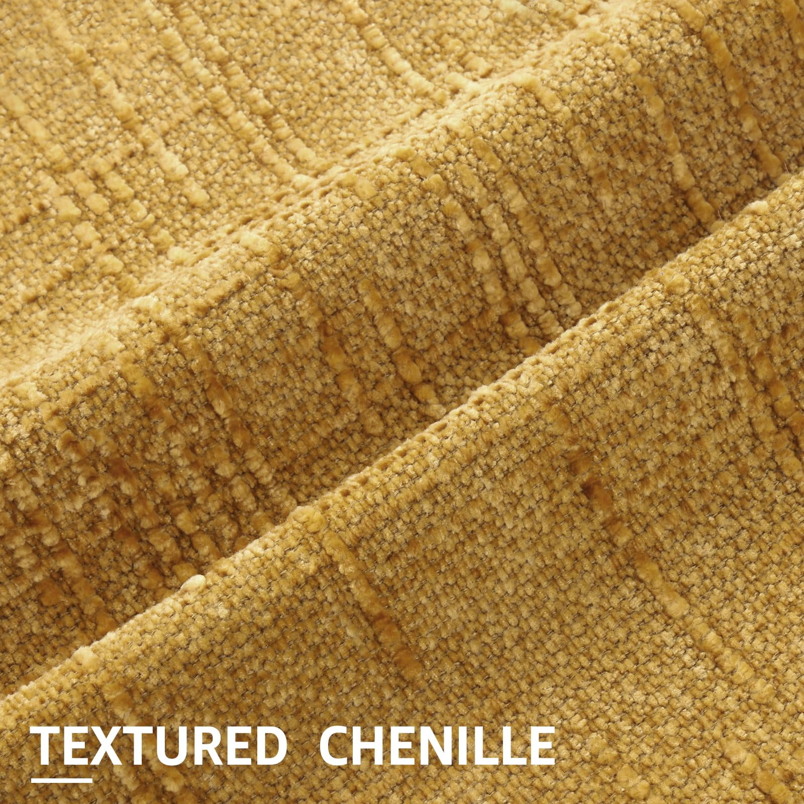 HAPPINESS Chenille Throw Pillow Covers 20x20 Set of 2 Thick Textured Slubby Couch Pillow Covers Farmhouse Accent Modern Neutral Decorative Pillow Cases for Bed Sofa Living Room
