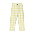 thumbnail image 4 of Sigee Lemon Yellow Checkboard Print Men's Pajama Pants - Soft Lounge Sleep Bottoms with Elastic Waistband and Pockets-Large, 4 of 9