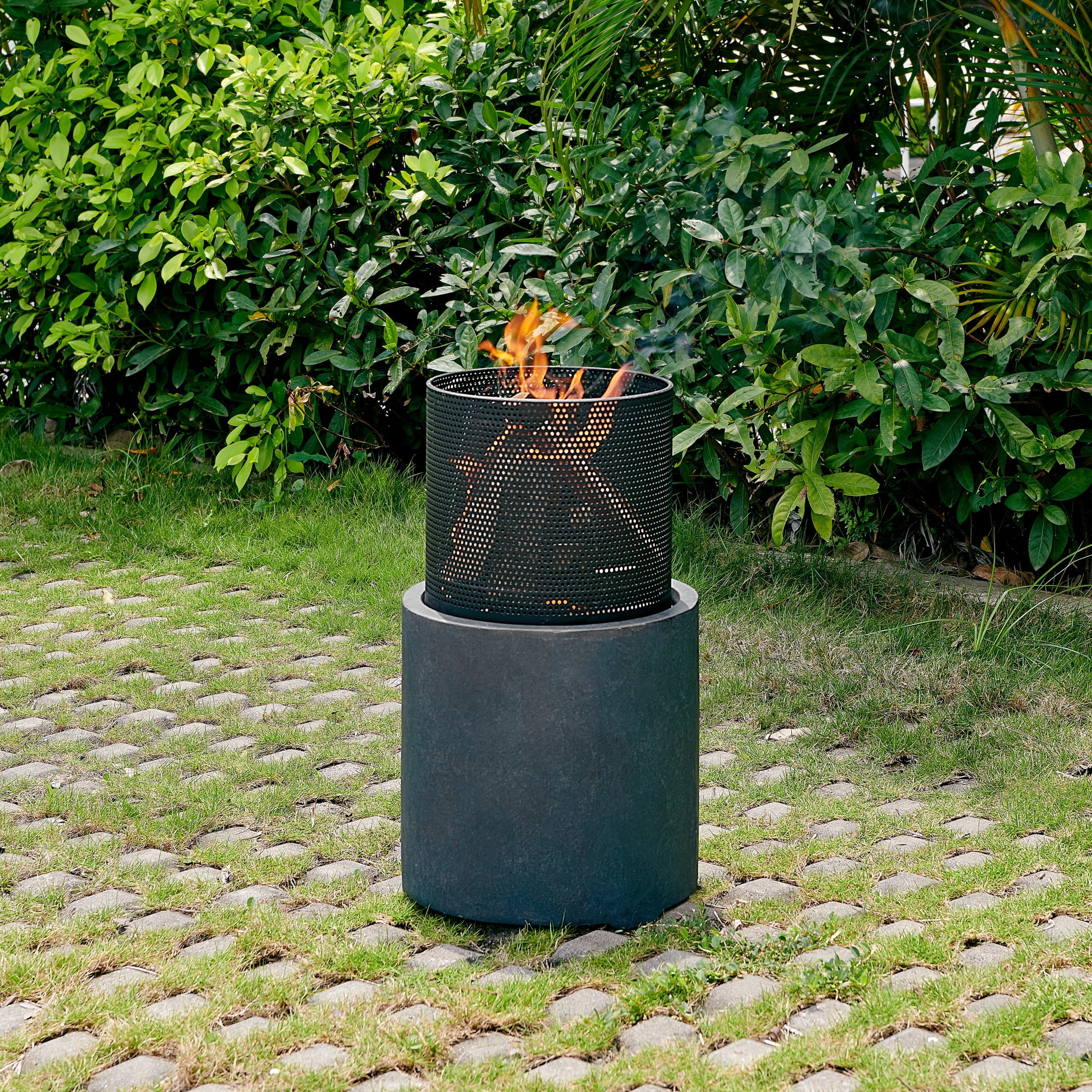 Danya B. 22" Wood Burning Faux Stone Fire Column