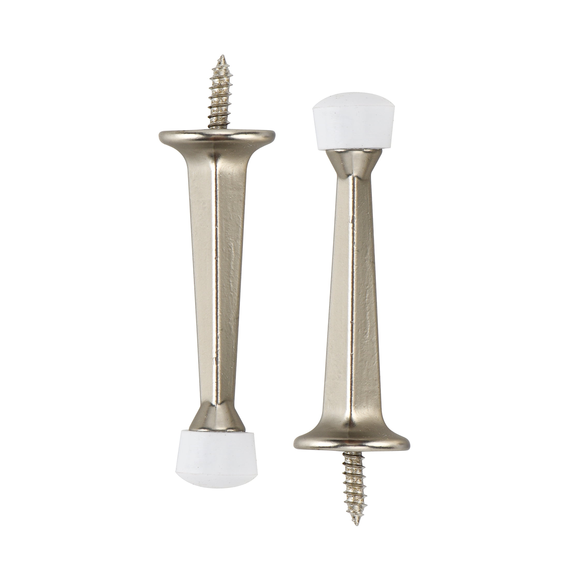(4 pack) Hyper Tough Screw-in Solid Doorstop, Satin Nickel, 2 Pack, Assembled Product Depth 5.65 Inch