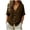 Brown, variant on Summer Linen Tops for Women Plus Size V-Neck Boho Button Up Collared Blouse Linen Tops Army Green 2XL