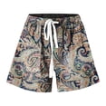 thumbnail image 3 of Huowey Women Shorts Casual Drawstring Waist Floral Print Summer Comfy Lightweight Fashionable Wide Leg Breathable Cozy Trunks Loose Fit Pockets Short Pants Dailywear,Grey,L, 3 of 4