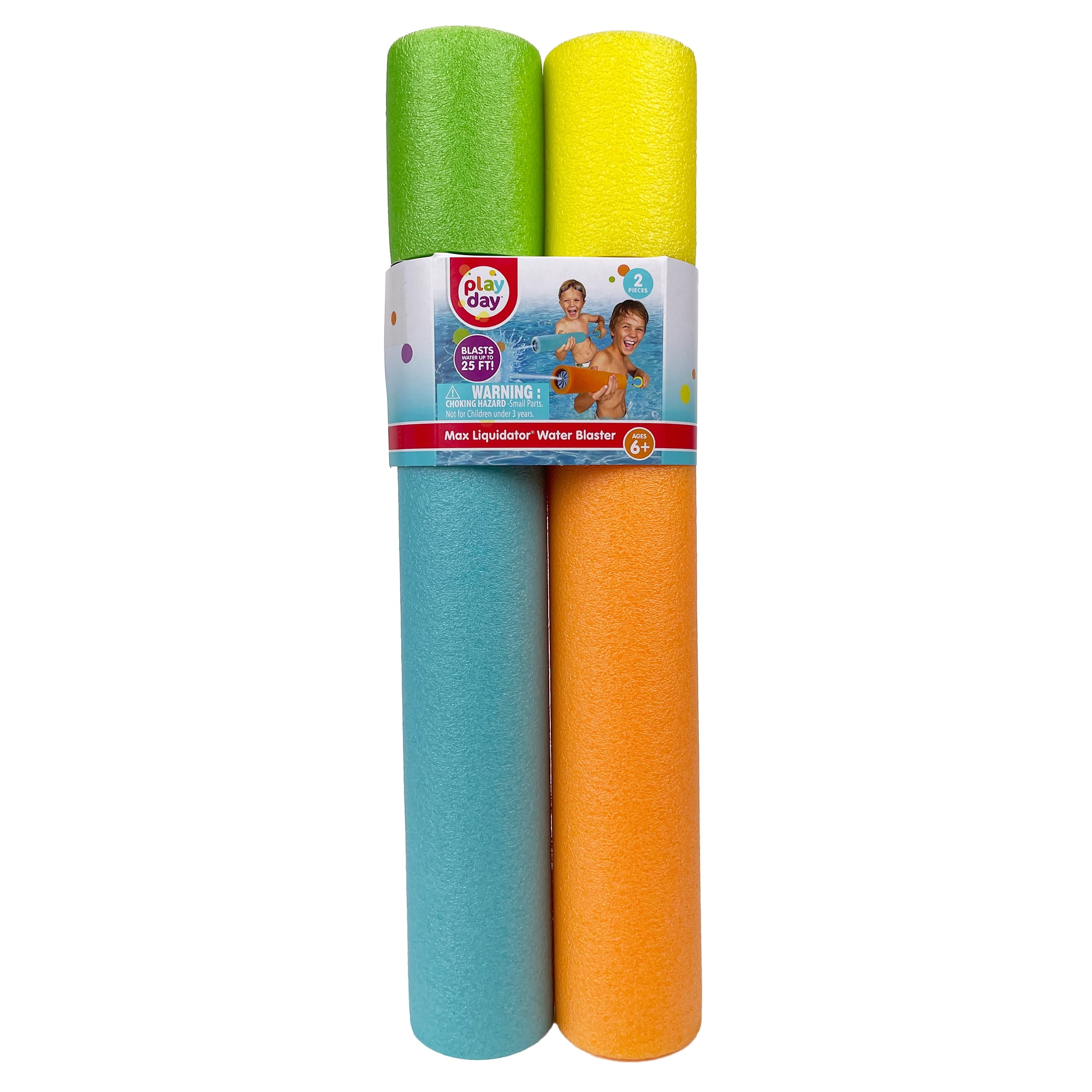 Play Day Max Liquidator Water Blaster Pool Toy, Neon Green-Blue and Yellow-Orange, 2-Pack
