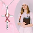 thumbnail image 6 of Dorunmo Breast Cancer Survivor Necklace Pink Ribbon Cross Necklace 925 Sterling Silver Awareness Survivor Jewelry Gifts for Women (July Birthstone), 6 of 6