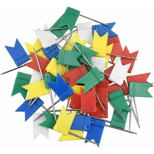 100 Chinchetas de Mapa de Colores, Chinchetas de Dibujo con Cabezas de Plástico y Puntas de Acero, Chinchetas de Bandera de Mapa para Dibujo de Mapas, Tablón de Anuncios de Corcho, Decoración de Escr
