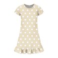 thumbnail image 4 of Abcomgle Girls Summer Dress Size 7-8 Casual A-Line Short Sleeve Midi Dress Polka Dot Pleated Ruffle Hem Swing Sundresses with Pockets for 4-14t Kids, 4 of 4
