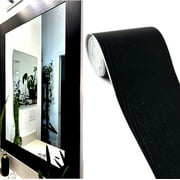 Bathroom Mirror Frame Border Sticker,Black Border Stick , Black Wood Grain Wallpaper Border Removable Waterproof Bathroom Mirror Frame Sticker(3.93'' x 196''