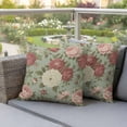 thumbnail image 4 of Spring Pink Roses Pillow Covers 2 Pack Flowers Retro Countryside Pillowcase Waterproof Outdoor Throw Pillow Cover for Patio Garden Square Cushion 16”x16”, 4 of 9