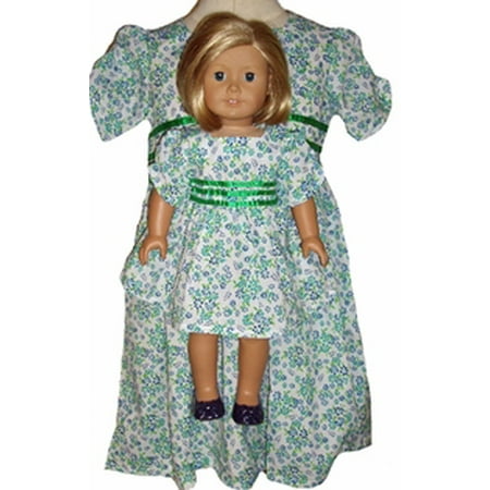 - Matching Girls and Doll Blue Green Flower Dress Size 7