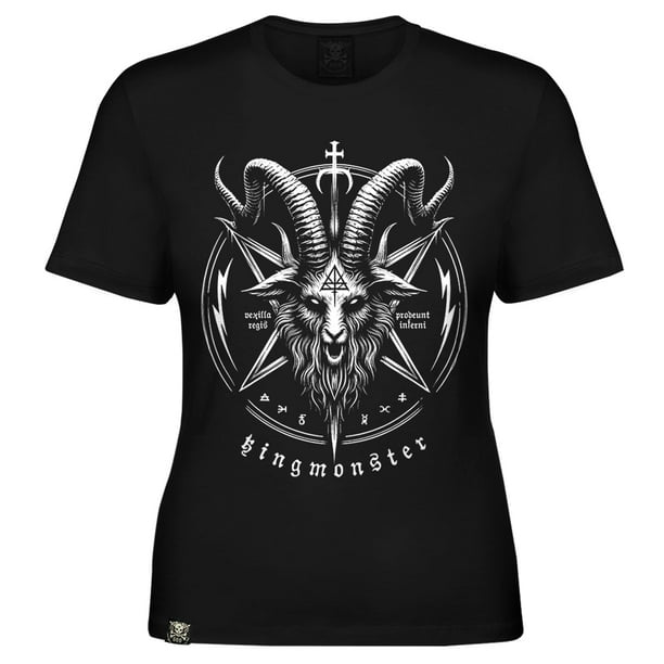 Blusa Negra Manga Corta Chica Dark Baphomet