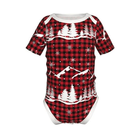 

Gaeub Christmas Tree Buffalo Plaid Print Infant Climbing Onesie Toddler Outfit Newborn Baby Bodysuit Baby Boy Girl Clothes -18 Months