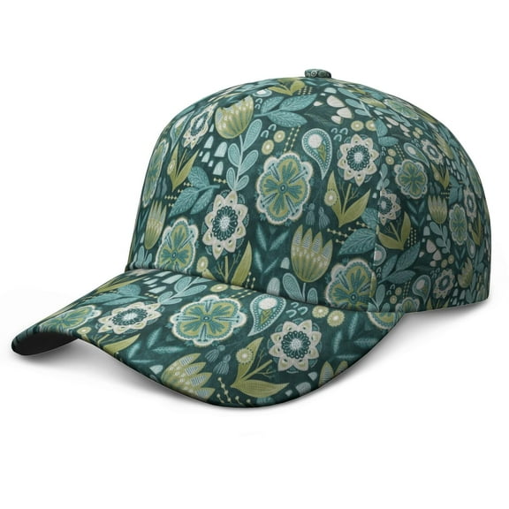 Vintage Wildflower Baseball Cap – Floral Botanical Dad Hat with Artistic Watercolor Flower Pattern, Romantic Bright Colorful Bloom Design, Comfortable Snapback