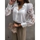 thumbnail image 2 of Blusa elegante de mujer, cuello alto, top, blusa camisera, blusa túnica de encaje, 2 of 7