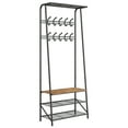 thumbnail image 2 of COZONY Coat Rack with Shoe Bench, 4-in-1 Hall Tree W/ 10 Hooks, Entryway Bench with Coat Rack, Sturdy Steel Frame, Versatile Furniture for Bedroom, Living Room, Apartment, 25.2"W,Brown, 2 of 7
