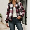 thumbnail image 2 of Shadoumai Shackets for Women 2025 Fashion Zip Up Long Sleeve Buffalo Plaid Shirt Cropped Jackets Loose Casual Fall Coat Tops, 2 of 6