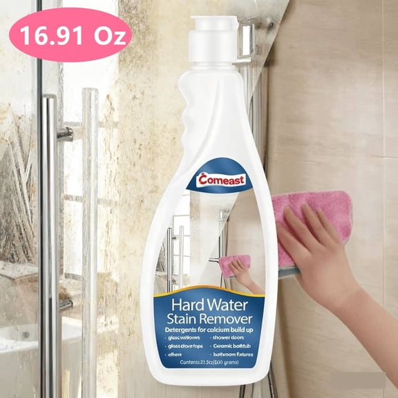 Comeast Hard Water Stain Remover For Shower Glass, Shower Door Cleaning Without Streaks and Spots, Mineral, Dust & Soap Scum Remover