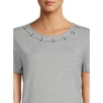thumbnail image 6 of RealSize Women's Embellished Crewneck Tee with Short Sleeves, Sizes XS-3XL, 6 of 6