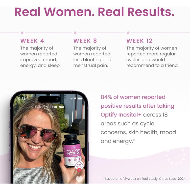 Optify Inositol Supplement with Vitamin D Folate 40:1 Ratio for Hormone  Balance and Ovarian Support - Walmart.com