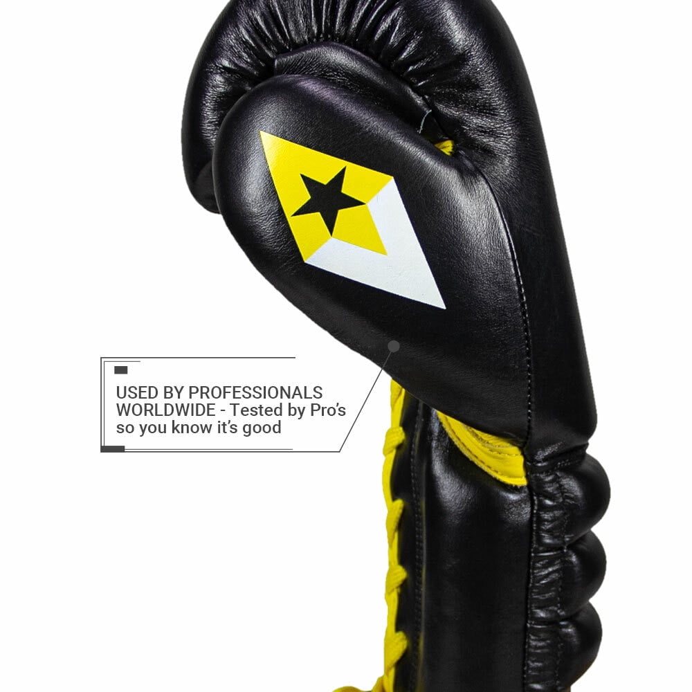 S4 Sentinel Lace Pro Leather Gel Boxing Gloves - Vintage Black