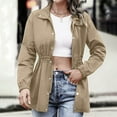 thumbnail image 3 of Women's Utility Jacket Drawstring Waist Coat Solid Zipper Lapel Long Sleeve Lightweight Jackets Commuting Casual Tunic Windbreaker 2025 Fall Outerwear, 3 of 8