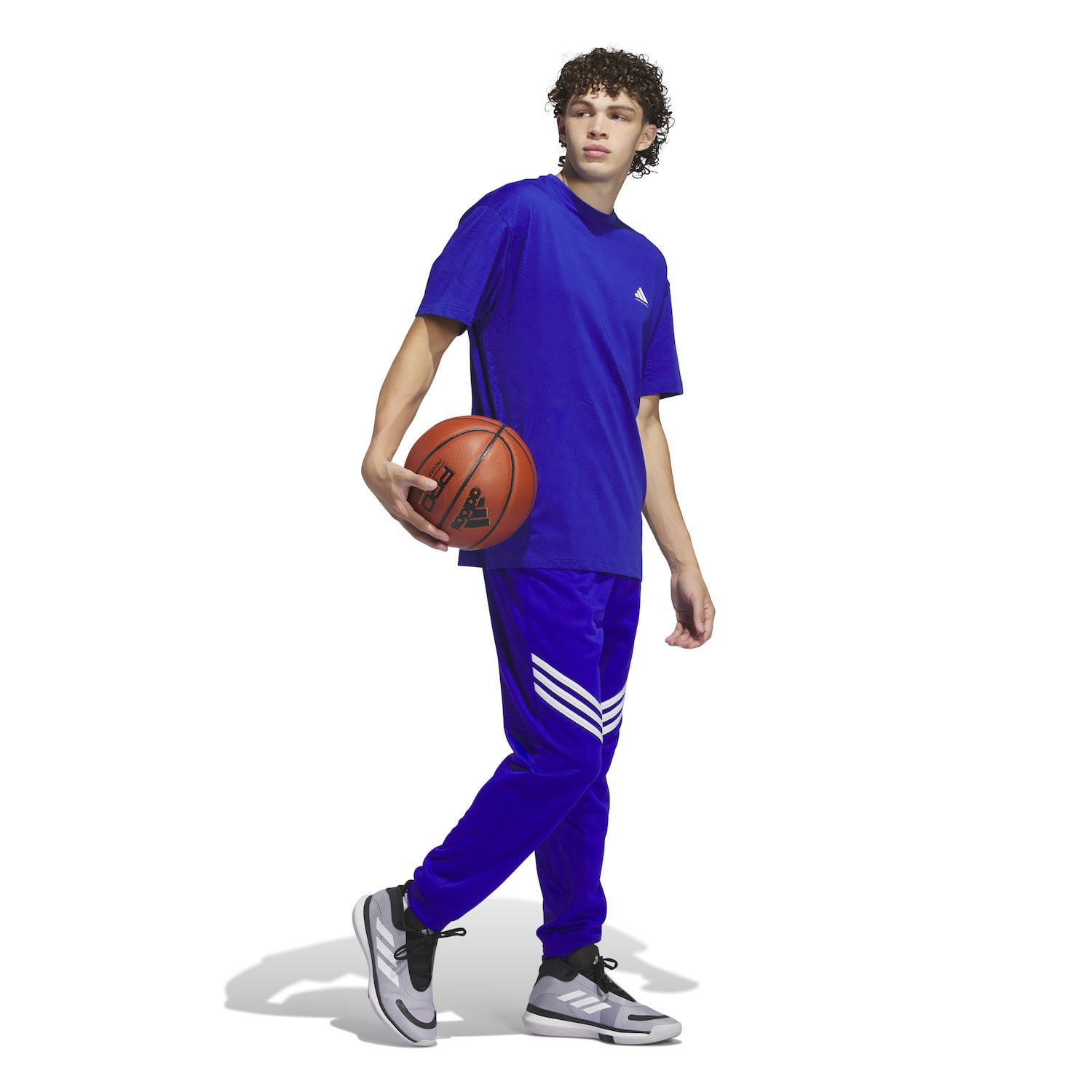 Men's adidas Select Foundation Fleece Basketball Pants Color: Gray White Size: XL