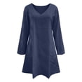 thumbnail image 4 of ClodeEU Women's V Neck Long Sleeve Maxi Dress ,Solid Color Casual Fit and A-Line Dress with Pockets Navy,Womens Plus XXL, 4 of 6