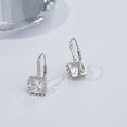 thumbnail image 3 of 925 Sterling Silver Lever Back Earrings with Princess Cut Cubic Zirconia for Women, 3 of 5