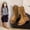 Khaki, variant on Eltusu Girls Winter Boots Mid Calf, Windproof Chunky Non-Slip Zipper Riding Boots Khaki Size 2 Big Kids